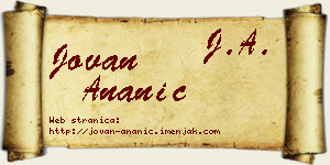 Jovan Ananić vizit kartica